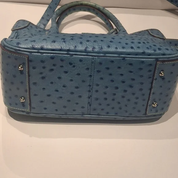 EUC Dooney & Bourke Teal Ostrich Leather 2-Way Medium Top Handle Satchel OS - Picture 7 of 16